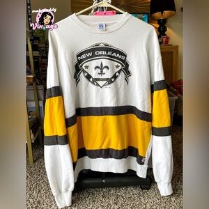 Vintage White New Orleans Saints Logo 7 Crewneck Sweatshir